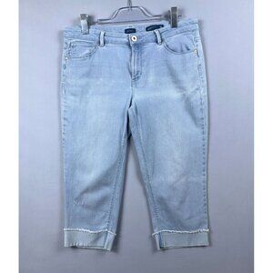 J Jill Cropped Jeans Womens Size 12 Petite Cuffed Hem Authentic Fit Blue